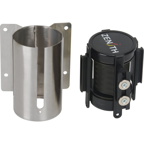 Wall Mount Barrier with Magnetic Tape, Steel, Screw Mount, 7', Black Tape Waymarc Industries Inc