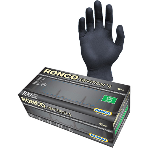 Sentron 6 Disposable Examination Gloves, Small, Nitrile, 6-mil, Powder-Free, Black, Class 2 Waymarc Industries Inc
