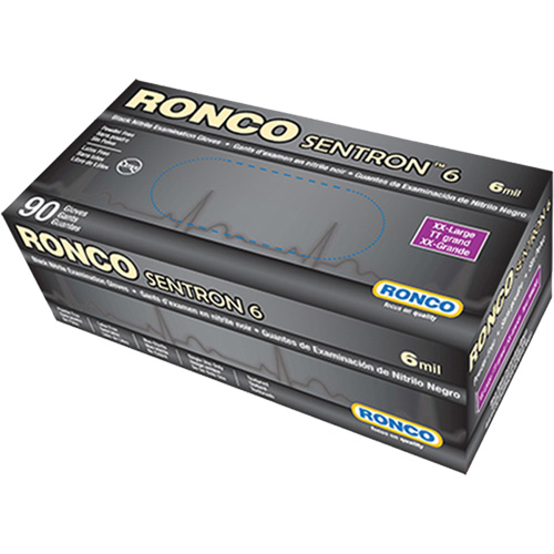 Sentron 6 Disposable Examination Gloves, 2X-Large, Nitrile, 6-mil, Powder-Free, Black, Class 2 Waymarc Industries Inc