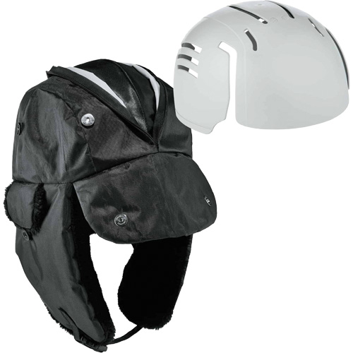 N-Ferno&reg; Zippered Trapper Hat with Bump Cap Insert, Polyurethane/Satin Lining, Medium/Small, Black Waymarc Industries Inc