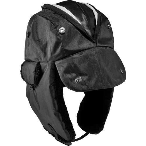 N-Ferno&reg; Zippered Trapper Hat, Polyurethane/Satin Lining, Medium/Small, Black Waymarc Industries Inc