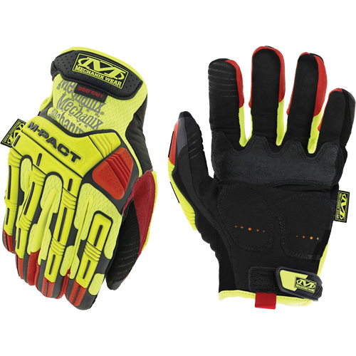Gants antichocs haute visibilit&eacute; D4-360 M-Pact, 8, Paume en Synth&eacute;tique, Poignet Boucle et crochet Waymarc Industries Inc