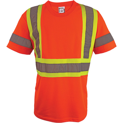 Short Sleeve Safety T-Shirt, Polyester, 2X-Large, High Visibility Orange Waymarc Industries Inc