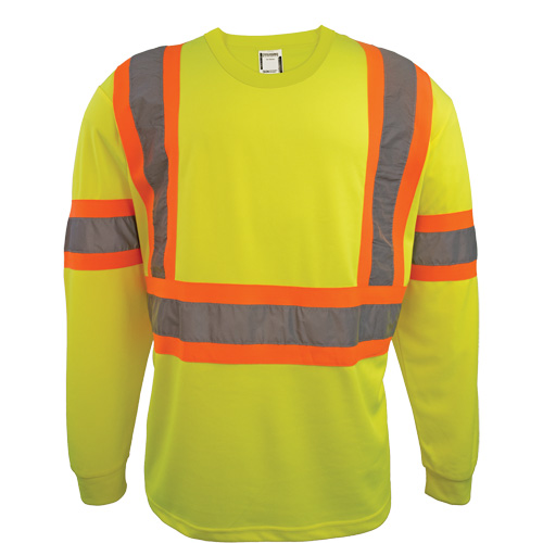Long Sleeve Safety Shirt, Polyester, 2X-Large, High Visibility Lime-Yellow Waymarc Industries Inc
