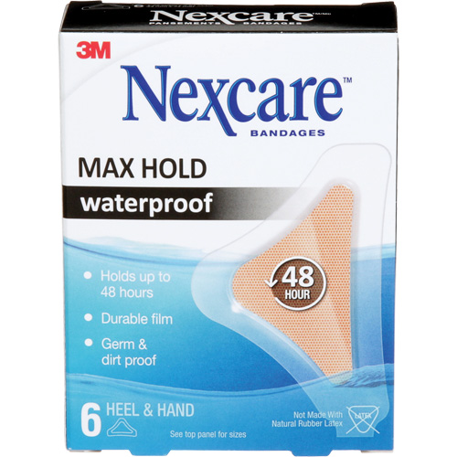 Pansements imperm&eacute;ables &agrave; tenue maximale Nexcare, Main/Talon, 3-1/2", Plastique, St&eacute;rile Waymarc Industries Inc