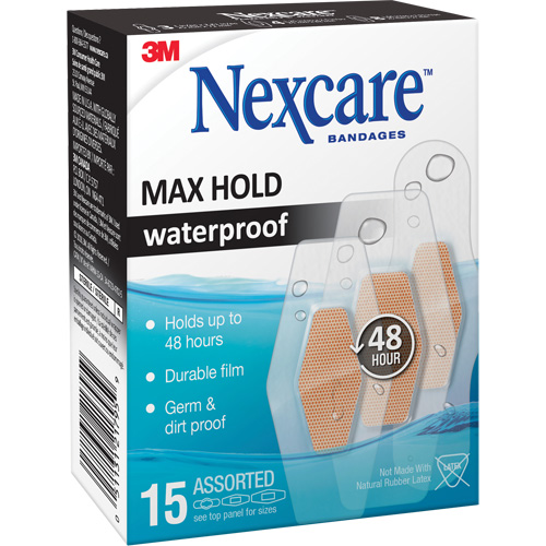 Nexcare Max-Hold Waterproof Bandages, Assorted, Plastic, Sterile Waymarc Industries Inc