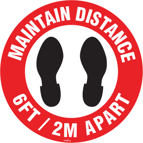 "Maintain Distance" Floor Sign, Adhesive, English with Pictogram Waymarc Industries Inc