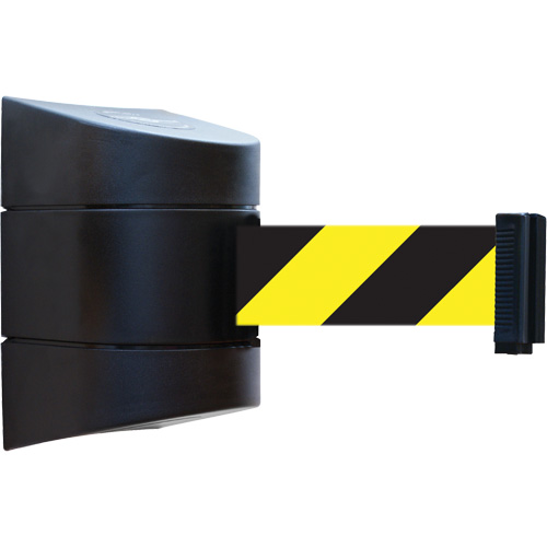 Unit&eacute; murale Tensabarrier, Acier, Fixation par vis, 30', Ruban Noir et jaune Waymarc Industries Inc