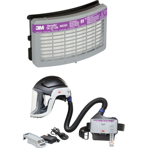 Ensemble APR &agrave; &eacute;puration d'air motoris&eacute; pour industrie lourde Versaflo, Capuchon & visi&egrave;re, Pile Lithium-ion Waymarc Industries Inc