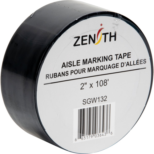 Aisle Marking Tape, 2" x 108', PVC, Black Waymarc Industries Inc