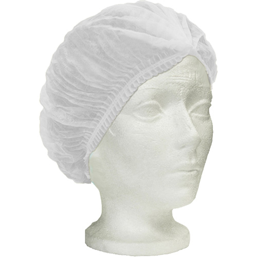 Ronco Care Pleated Bouffant Cap, Polypropylene, 24", White Waymarc Industries Inc