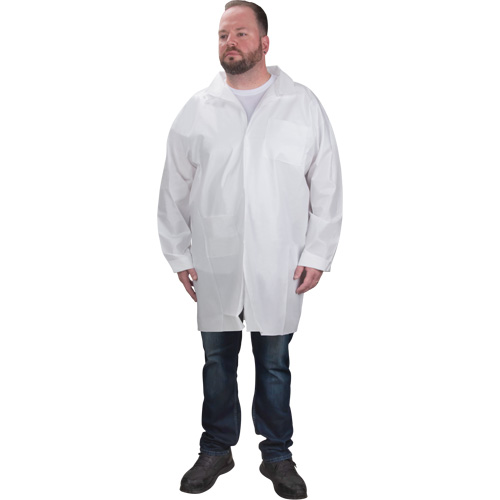Sarraus de laboratoire de protection, Microporeux, Blanc, Petit Waymarc Industries Inc