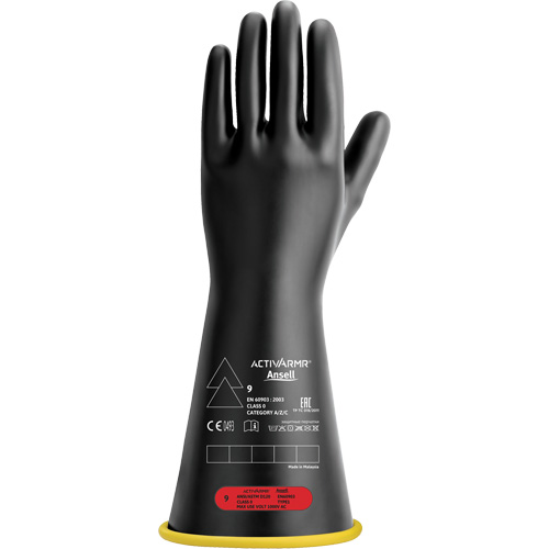 Natural Rubber Electrical Insulating Gloves, ASTM Class 0, Size 7, 14" L Waymarc Industries Inc