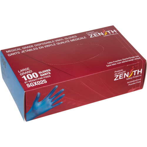 Medical-Grade Disposable Gloves, Small, Vinyl, 4.5-mil, Powder-Free, Blue, Class 2 Waymarc Industries Inc