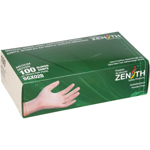 Disposable Gloves, Medium, Vinyl, 4.5-mil, Powder-Free, Clear, Class 2 Waymarc Industries Inc