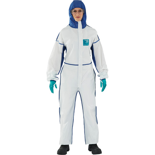 AlphaTec 1800 Comfort 3-Piece Coveralls, Large, Blue/White, Microporous/SMS Waymarc Industries Inc