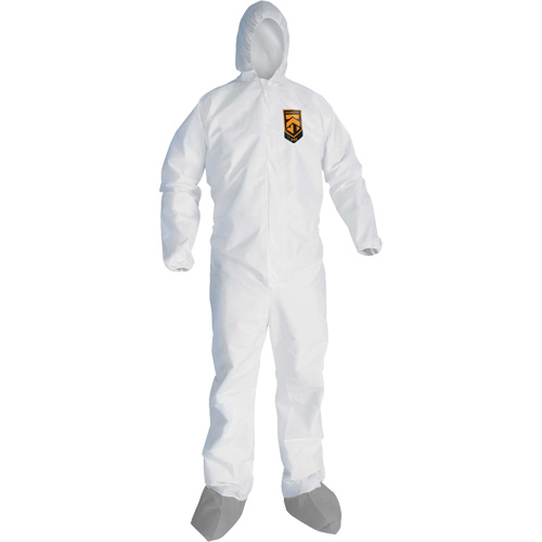 KleenGuardA45 Liquid & Particle Protection Coveralls with Anti-Slip Shoe, Large, Grey/White, Microporous Waymarc Industries Inc