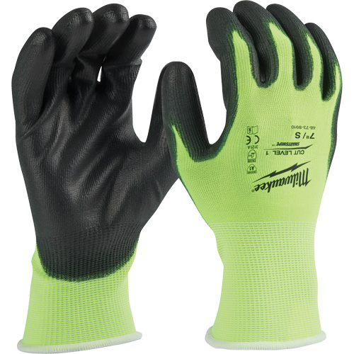 Gants &agrave; haute visibilit&eacute; enduits par trempage, Taille Petit, Calibre 15, Rev&ecirc;tement Polyur&eacute;thane, Enveloppe en Poly&eacute;thyl&egrave;ne, ASTM ANSI niveau A1 Waymarc Industries Inc