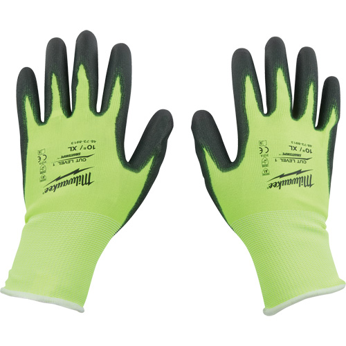Gants &agrave; haute visibilit&eacute; enduits par trempage, Taille Petit, Calibre 15, Rev&ecirc;tement Polyur&eacute;thane, Enveloppe en Poly&eacute;thyl&egrave;ne, ASTM ANSI niveau A1 Waymarc Industries Inc