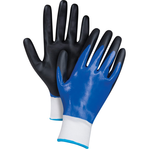 Gants enduits noir & bleu, Grand, R&ecirc;vetement Mousse de nitrile, Calibre 15, Enveloppe en Nylon Waymarc Industries Inc