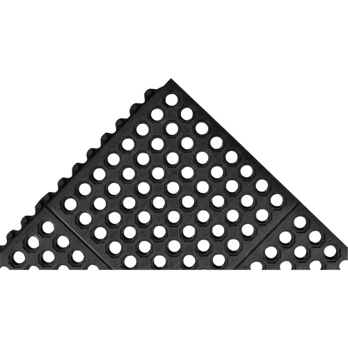 Tapis antifatigue &agrave; imbrication Cushion-Ease 550, &agrave; fentes, 3' x 3' x 3/4", Noir, Caoutchouc Waymarc Industries Inc