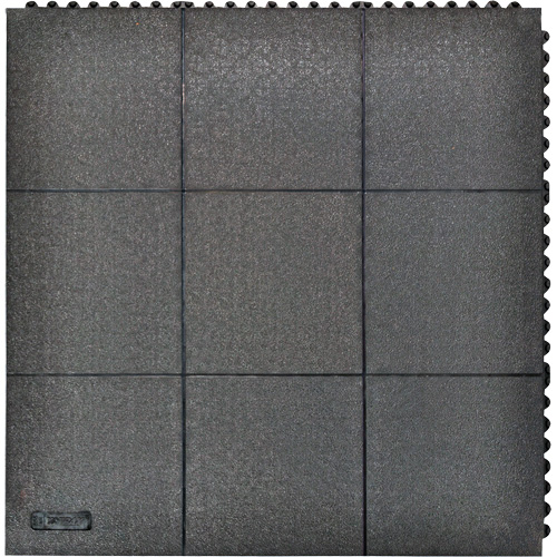 Tapis antifatigue &agrave; imbrication Cushion-Ease, Rugueux, 3' x 3' x 3/4", Noir, Caoutchouc naturel Waymarc Industries Inc