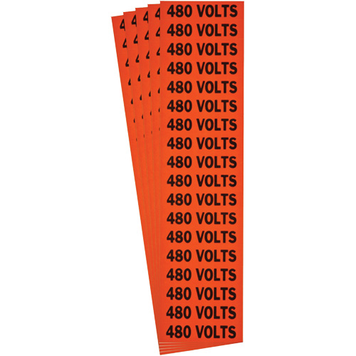 "480 Volts" Conduit & Voltage Labels, 1/2" x 2-1/4", Cloth/Vinyl, English Waymarc Industries Inc