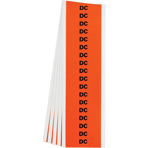"DC" Conduit & Voltage Labels, 1/2" x 2-1/4", Cloth/Vinyl, English Waymarc Industries Inc