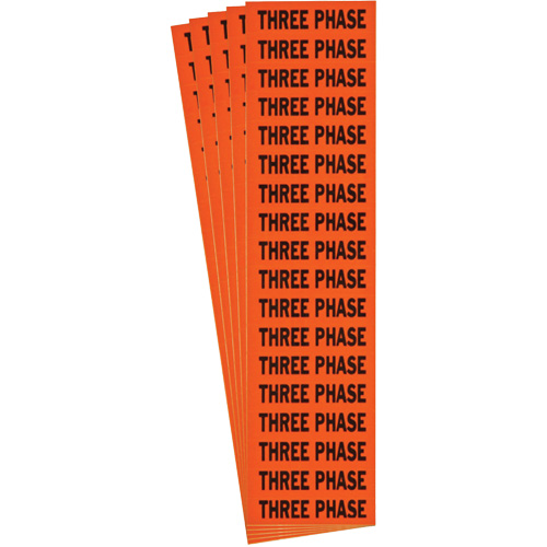 "Three Phase" Conduit & Voltage Labels, 1/2" x 2-1/4", Cloth/Vinyl, English Waymarc Industries Inc