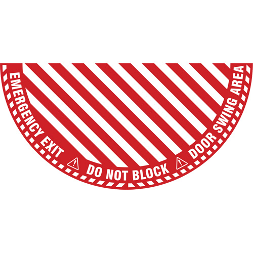 Signalisation au sol ?Emergency Exit? (sortie de secours) pour porte battante en demi-cercle, Adh&eacute;sif, Anglais avec pictogramme Waymarc Industries Inc