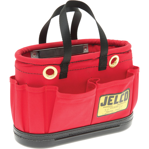 Aerial Tool Bucket with Magnet, 14" L x 7" W x 10" H, Canvas, Red Waymarc Industries Inc