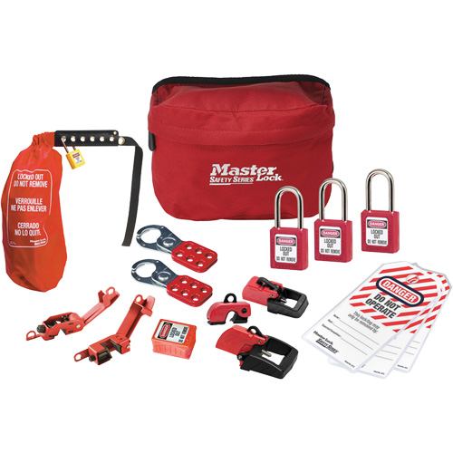 Trousse de cadenassage avec cadenas en thermoplastique de qualit&eacute; sup&eacute;rieure Zenex, Ensemble &eacute;lectrique, 16 composants compris Waymarc Industries Inc
