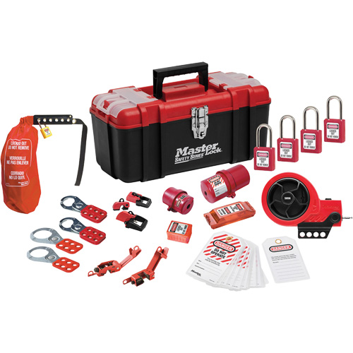 Trousse de cadenassage avec cadenas en thermoplastique de qualit&eacute; sup&eacute;rieure Zenex, Ensemble &eacute;lectrique, 21 composants compris Waymarc Industries Inc