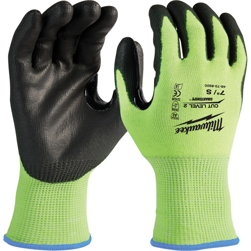 High-Visibility Cut-Resistant Gloves, Size Small, 15 Gauge, Nitrile/Polyurethane Coated, Polyethylene Shell, ANSI/ISEA 105 Level 2 Waymarc Industries Inc