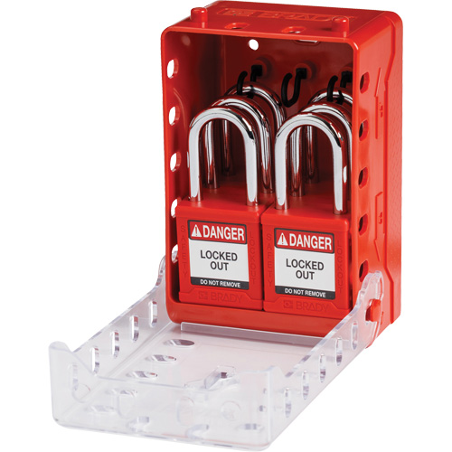 Ultra Compact Group Lockout Box with Nylon Safety Lockout Padlocks, Red Waymarc Industries Inc