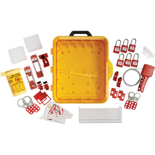 Electrical Lockout Station with Keyed Different Nylon Safety Lockout Padlocks, Plastic Padlocks, 60 Padlock Capacity, Padlocks Included Waymarc Industries Inc