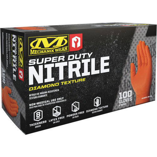 Super Duty Disposable Gloves, 9/Medium, Nitrile, 8-mil, Powder-Free, Orange Waymarc Industries Inc