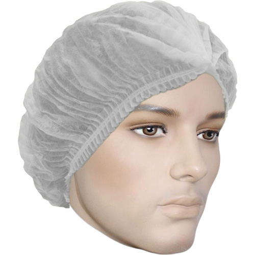 Cova-Cap Pleated Bouffant Cap, Polypropylene, 21", White Waymarc Industries Inc