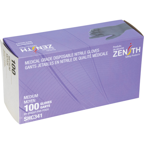Medical Grade Disposable Gloves, Medium, Nitrile, 6-mil, Powder-Free, Black, Class 2 Waymarc Industries Inc