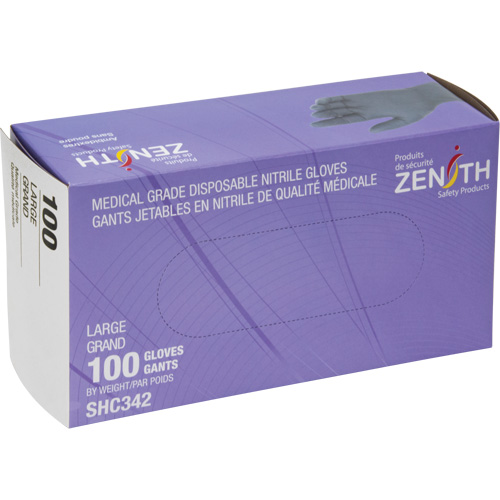Medical Grade Disposable Gloves, Large, Nitrile, 6-mil, Powder-Free, Black, Class 2 Waymarc Industries Inc