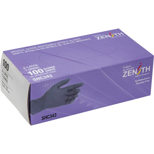 Gants jetables de calibre m&eacute;dical, T-Grand, Nitrile, 6 mils, Sans poudre, Noir, Classe 2 Waymarc Industries Inc