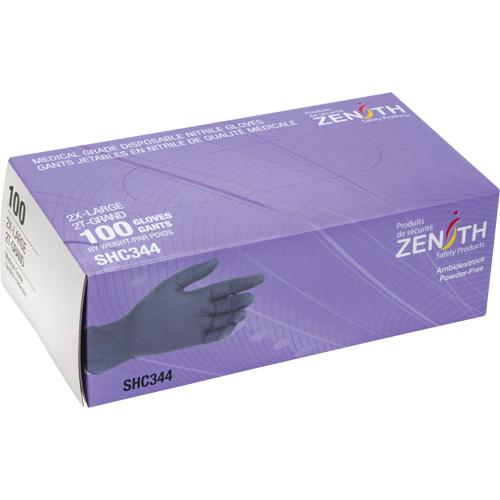 Medical Grade Disposable Gloves, 2X-Large, Nitrile, 6-mil, Powder-Free, Black, Class 2 Waymarc Industries Inc