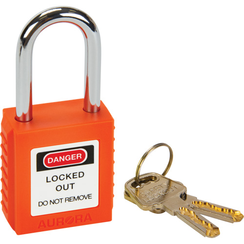 Verrouillage pour les consignations, Cadenas de s&eacute;curit&eacute;, Cl&eacute;s diff&eacute;rentes, Thermoplastique, Largeur de 1-1/2" Waymarc Industries Inc