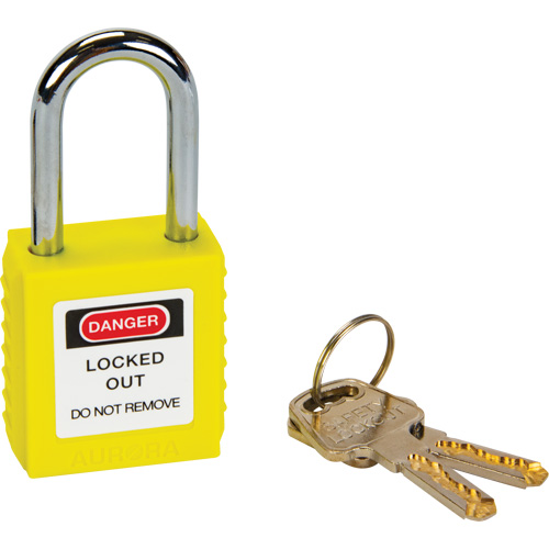 Verrouillage pour les consignations, Cadenas de s&eacute;curit&eacute;, Cl&eacute;s diff&eacute;rentes, Thermoplastique, Largeur de 1-1/2" Waymarc Industries Inc