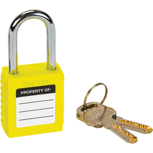 Verrouillage pour les consignations, Cadenas de s&eacute;curit&eacute;, Cl&eacute;s diff&eacute;rentes, Thermoplastique, Largeur de 1-1/2" Waymarc Industries Inc