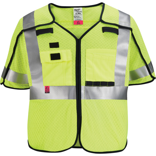 Breakaway Mesh Safety Vest, Black/High Visibility Lime-Yellow, Medium/Small Waymarc Industries Inc