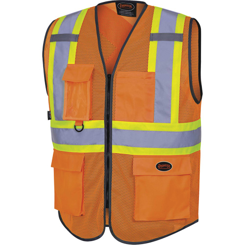 6960 Veste de s&eacute;curit&eacute; &agrave; maille en avant, Orange haute visibilit&eacute;, Moyen, Polyester Waymarc Industries Inc