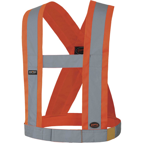 5490 4" Wide Adjustable Safety Sash, Meets/Exceeds CSA Z96 Class 2 - Level 2, High Visibility Orange, Silver Reflective Colour, One Size Waymarc Industries Inc