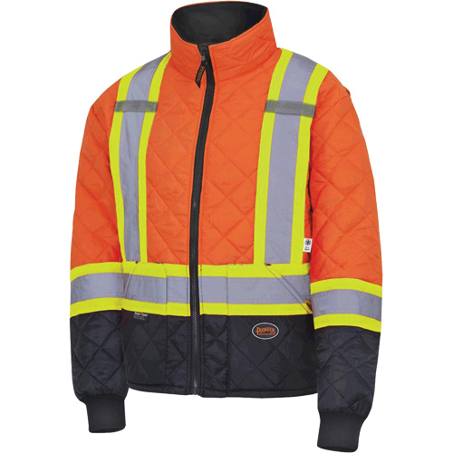 5015 Manteau matelass&eacute; pour cong&eacute;lateur, Polyester, Noir/Orange haute visibilit&eacute;, T-petit Waymarc Industries Inc