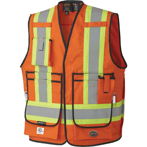 7732 FR-Tech&reg; Flame-Resistant Arc Surveyor's Vest, Small, High Visibility Orange, 9.7 cal/cm² Waymarc Industries Inc